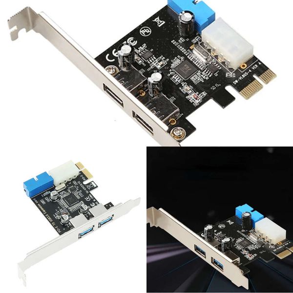 Nuevos adaptadores para portátiles Cargadores Adaptador de tarjeta de expansión PCI-E USB 3.0 Hub USB 3.0 de 2 puertos Cabecera interna de 19 pines USB 3 a PCIE Tarjeta adaptadora PCI express