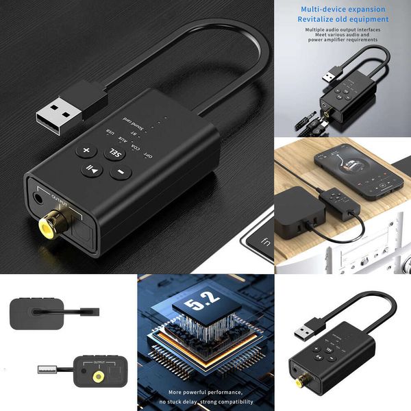 Компонентные стереоаудиоприемники AUX/волоконно-оптический/коаксиальный USB-аудиоконвертер, совместимый с Bluetooth 5.2, для динамика/усилителя