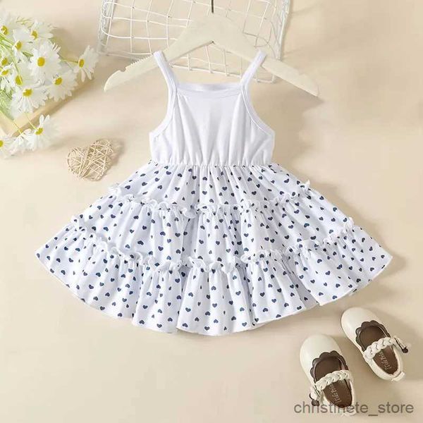 Kleidung Sets 0-24m Nette Sommer Neue Baby Mädchen Kinder Denim Druck Kurzen Mantel + Welle Dot Overall geburtstag Anzug R231215