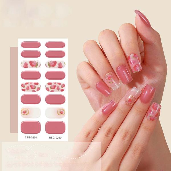 Conjunto de tiras de esmalte de luxo com 1 lixa de unha para adesivos de unhas, envoltórios completos de unhas, tiras de unhas de gel