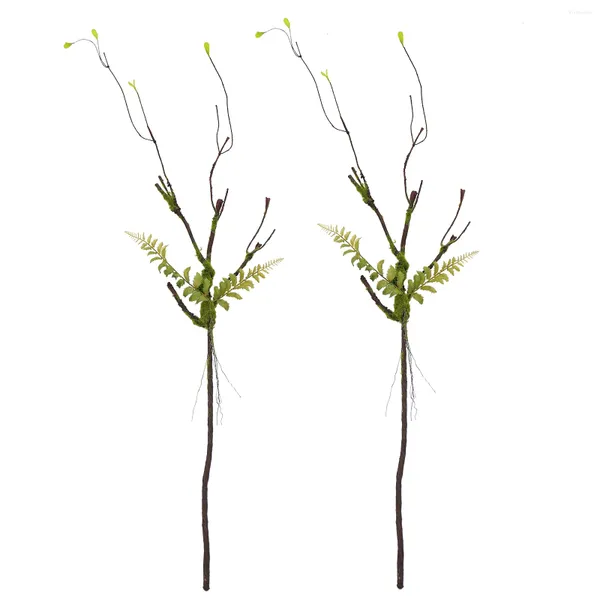 Fiori decorativi 2 pezzi Rami di alberi artificiali Finti rami naturali Rami di legno Viti pieghevoli Piante con muschio per giardino pensile