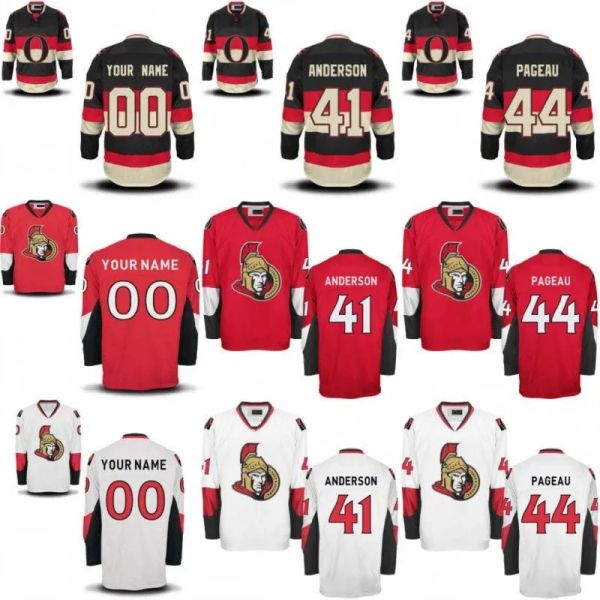 Maglie da hockey da uomo personalizzate 32 Chris Driedger 41 Craig Anderson 44 Jean-Gabriel Pageau Ottawa Senatori Maglie cucite e ricami