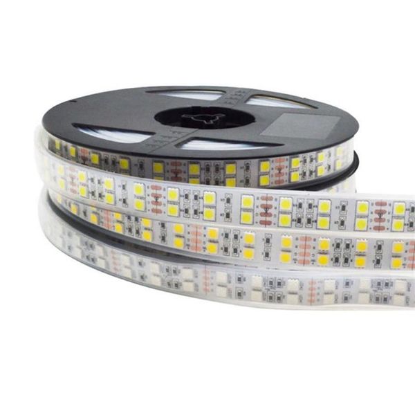 Streifen 5 m zweireihiger RGB-LED-Streifen, wasserdicht, 120 LEDs m, weiße Leiterplatte, RGBW, RGBWW, warmes Licht, DC 12 V, 24 V, IP30, IP672709