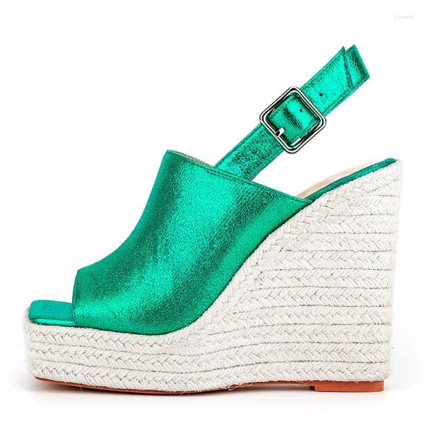 Sandals Casual Peep Toe For Women Cut Out Glitter Slingback Wedge Super High Heel Shoes Female Roman Platform
