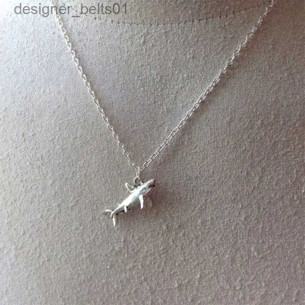 Anhänger Halsketten 2021 Trend Mode Punk Shark Charm Halskette Ozean Tier Anhänger Fit Frauen Männer Geschenke Edelstahl Schmuck L231215