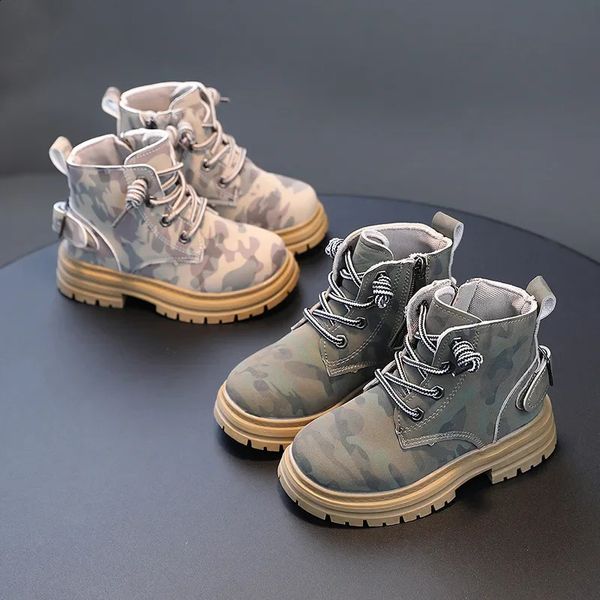 Stivali Belli bambini Stivali da combattimento militari Primavera Autunno Stivali mimetici da esterno per Ragazzi Ragazze Studenti di scuola Scarpe da trekking F09133 231214