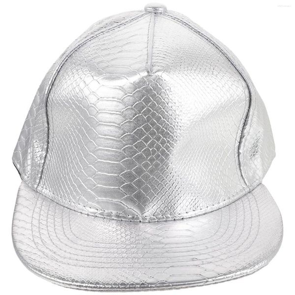 Ballkappen, 2 Stück, Unisex, Krokodil, Baseball, PU, verstellbar, Hip Hop, flache Krempe, Hüte, Snapback (Silber)