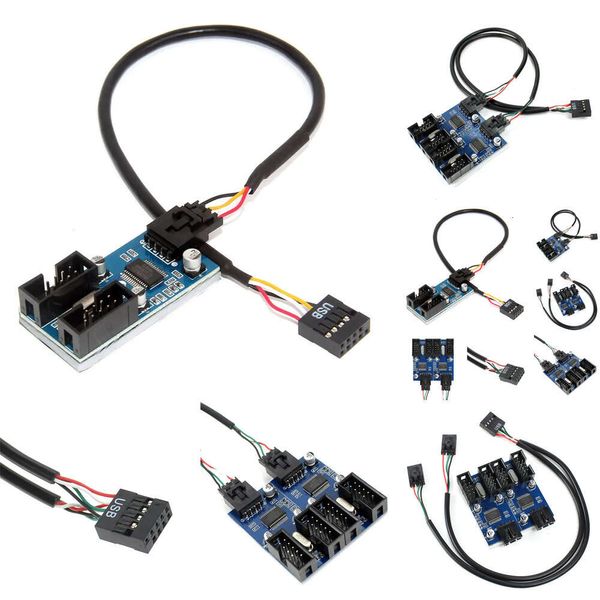 Neue Laptop-Adapter, Ladegeräte, Motherboard, 9-poliger USB-Header, Splitter, männlich, 1 auf 2/4 weiblich, Verlängerungskabel, Adapter, Desktop, 9-poliger USB2.0-HUB-Anschluss