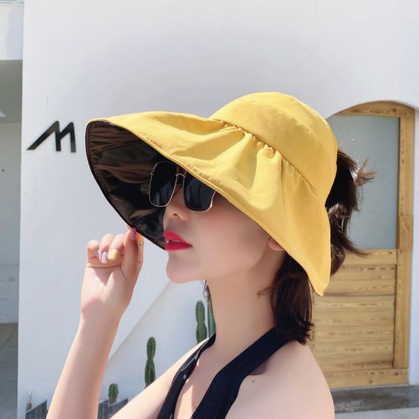 Berretto da stilista Cappello da sole pieghevole color caramello Multi colori Lady di alta qualità Esercizio all'aperto Golf Spiaggia di sabbia Visiera superiore vuota