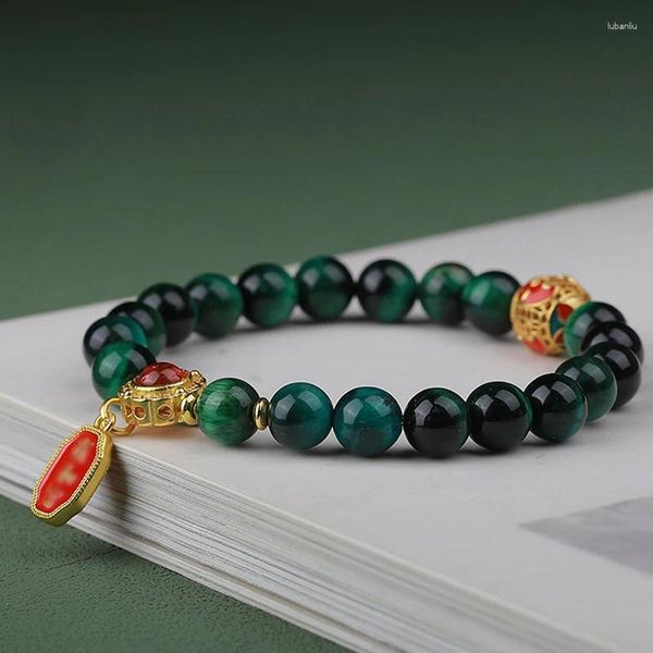 Braccialetti a maglie Bracciale Yonghegong Guardiano dello zodiaco Pietra Tianhe Malachite Amuleto Cordoncino Buddha Perline Giada di cristallo per uomini e donne