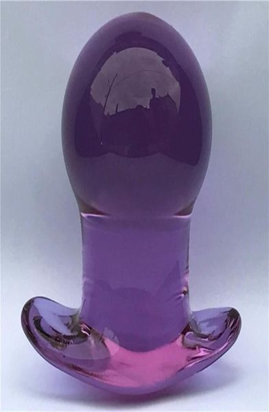 Cristallo viola 50mm Grande Butt Plug Palla vaginale Vetro Dilatatore Dildo anale Perlina Prostata Massaggio Culo Buttplug Giocattoli del sesso gay 2111301738535