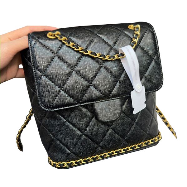 23 Novo Francês Famoso Designer de Moda Bolsa Mulheres Luxo Clássico Diamante Treliça Cadeia Bolsa de Ombro 24C Couro Genuíno Mulheres Mochila Bolsa Balde de Alta Qualidade