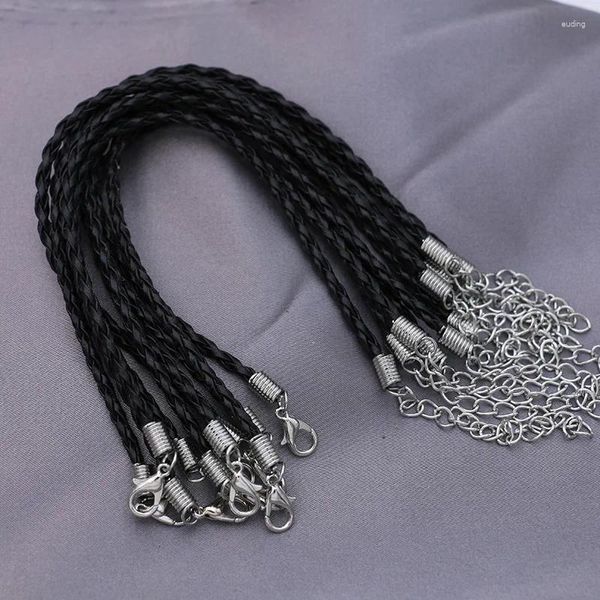 Braccialetti con ciondoli 10 pezzi Bracciale in cordoncino di cuoio nero Claps per aragosta Creazione di gioielli europei fai da te fatti a mano regolabile 18 cm