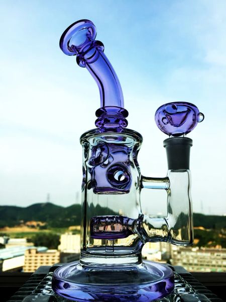 8-дюймовый dab нефтяная вышка потрясающее яйцо стеклянная водопроводная труба переработчик насадка для душа бонг пьянящее стекло фиолетовое стекло искусство с фиолетовой чашей 12 LL