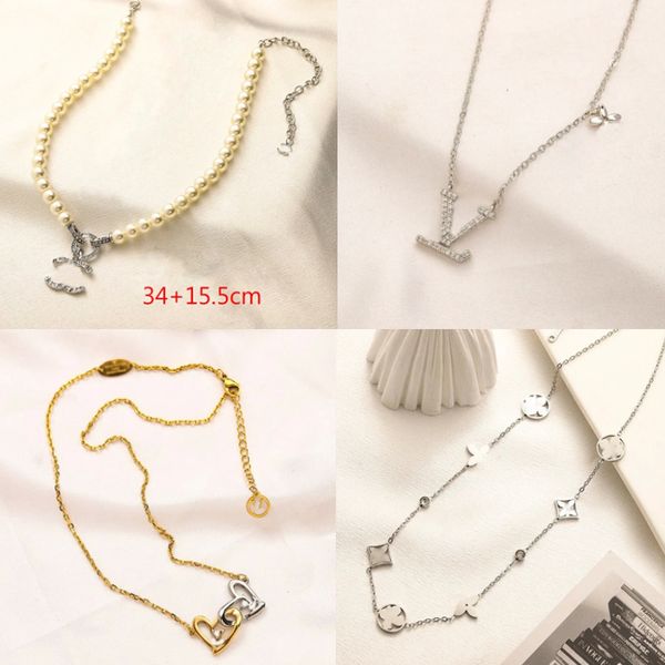 LouVuittos Luxury Brand Designer Pendenti Collane in argento 925 placcato oro 18 carati Lettera Girocollo Collana Perline Catena che non sbiadisce mai Gioielli Regalo all'ingrosso