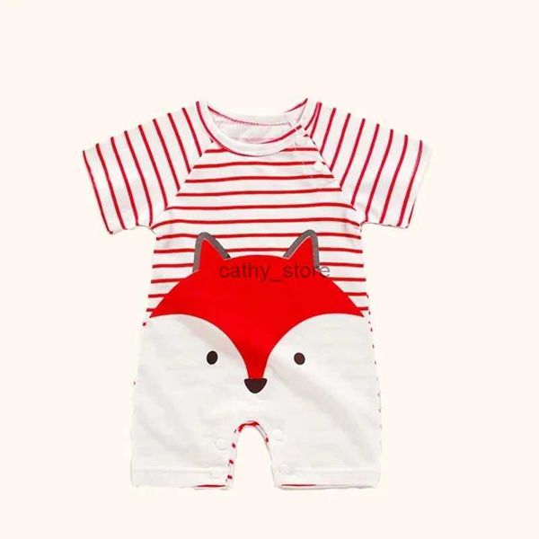 Macacão de bebê recém-nascido roupas menina menino 100% algodão macacão verão manga curta macacão 0-12 mês infantil criança pijama uma peça outfitl231114