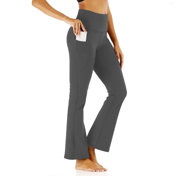 Damenhose, ausgestellte Form, einfarbig, Yoga, schnell trocknend, atmungsaktiv, schweißabsorbierend, Leggings mit hoher Taille, Fitness, Laufen