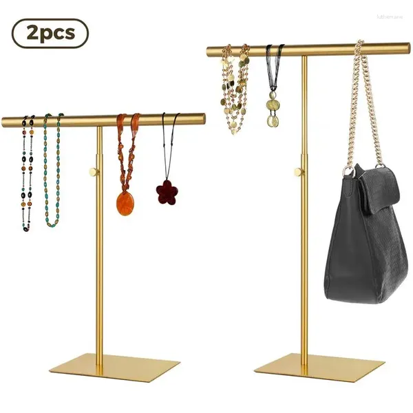 Bolsas de jóias 2 pacotes de bolsa de exibição de mesa de mesa de ouro suportes para suporte de suspensão ajustável