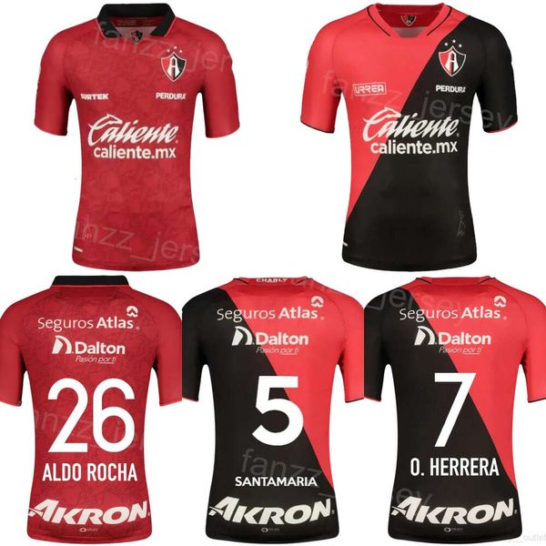 Homens 23-24 Atlas de futebol 5 Edgar Zaldivar Jerseys Club Team 20 Juan Zapata 23 Jordy Caicedo 30 Eduardo Aguirre 26 Aldo Rocha Número personalizado Número de futebol Kit de camisa de futebol uniforme