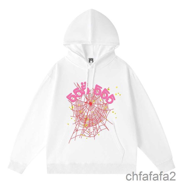 Felpa con cappuccio firmata in bianco e nero Moda donna Abbigliamento Pullover da baseball Stampa in schiuma di alta qualità Ragnatela Grafica Felpe rosa Y2k Pullover Giacca APXY