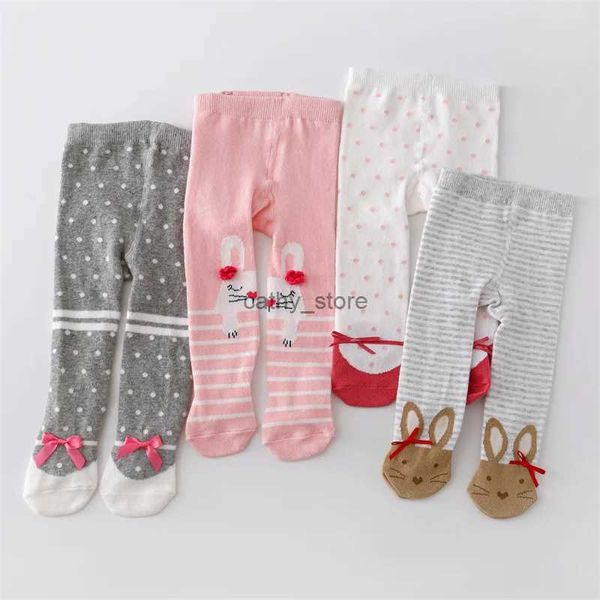 Footies primavera bebê recém-nascido meninas meias de malha para meninas algodão impressão infantil collants para meninas casual criança meia-calça 0-12ml231114