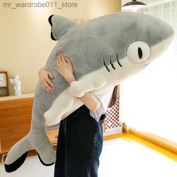 Peluş Bebekler 130cm Anime Peluş Bebek Sharkitty Yastık Kawaii Yumuşak Dolgulu Uyku Köpekbalığı Yastığı Anime Peluş Oyuncak Hediyeler Çocuklar İçin Q231215