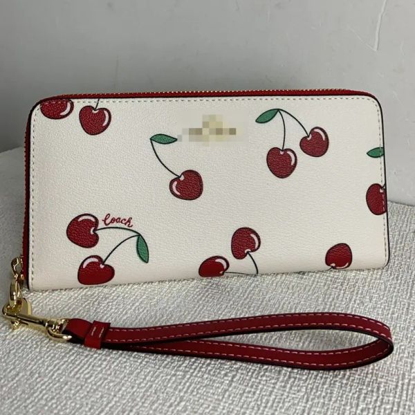 Ladies New Limited Edition Cherry Print Wallet Long Wallet Wallet Wallet Ladies Wallet Wallet CF406 Tragbarer Aufbewahrung exquisite und modische vielseitige Wechselbeutel Ha Ha