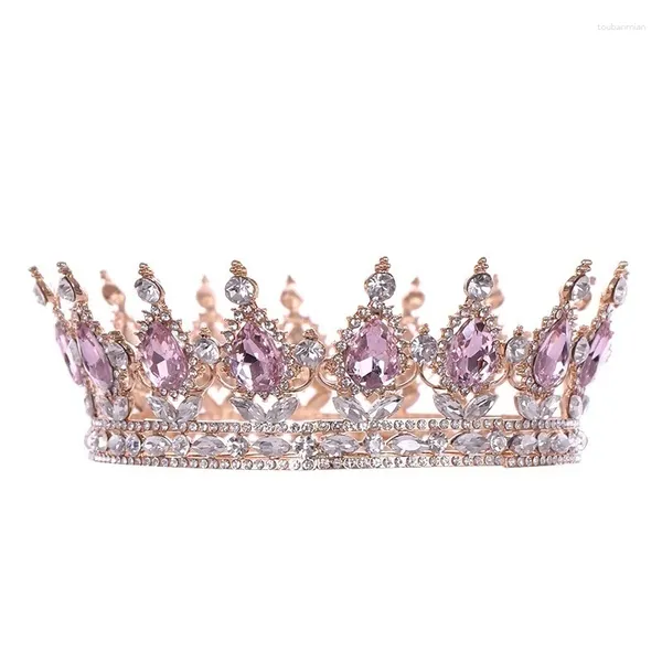 Moda vintage strass círculo completo nupcial casamento concurso tiara baile de formatura feminino coroa de cristal