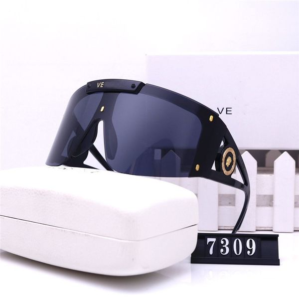 Designer-Sonnenbrillen für Männer und Frauen, modische, klassische Sonnenbrille, luxuriöse polarisierte Piloten-Übergroße-Sonnenbrille, UV400-Brille, PC-Rahmen, Polaroid-Brille 7309