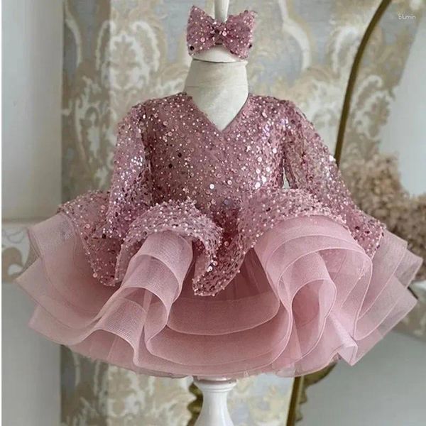 Mädchen Kleider Mädchen Abschlussfeier Kleid Weihnachten 2024 Pailletten Abendkleid Kinder Prinzessin Für Baby Geburtstag Kleidung