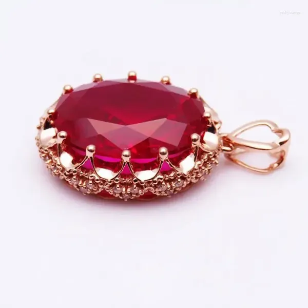 Lüks Ruby Neckalce içinde zincirler 585 mor altın kaplama 14k gül ürün kolye kolye düğün hediyesi nişan takı