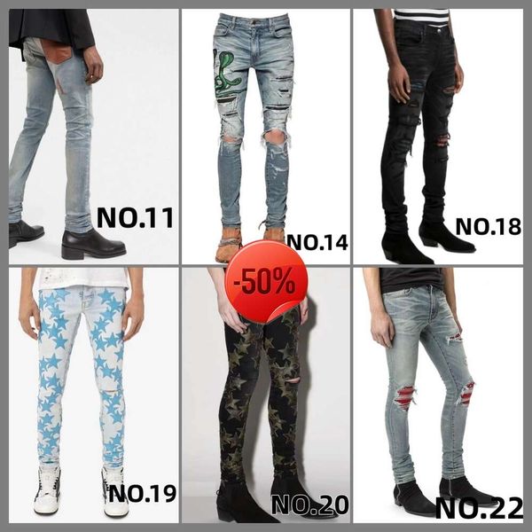 Weihnachtsrabatt ~ 50 Rabatt~ Jeans Zerrissene Jeans Miri Designer Knee Skinny Straight Größe 28-40 Motorrad Trendy Hole High Street Denim