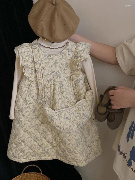 Abiti da ragazza 2023 stili Abito floreale per ragazze in cotone Autunno Inverno Moda Abbigliamento per bambini 2-8 anni