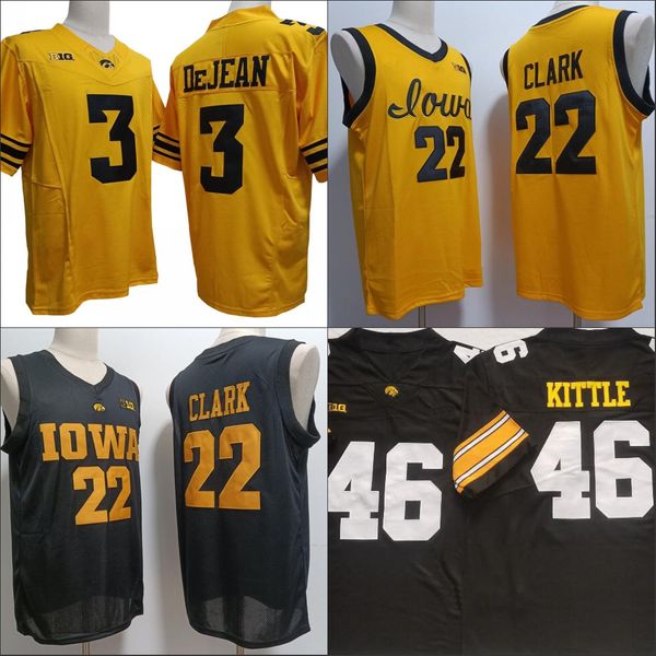 Iowa Hawkeyes 22 Caitlin Clark College-Football-Trikot Herren genähte Trikots 3 Cooper DeJean 46 George Kittle weiß schwarz orange Herren-Trikots