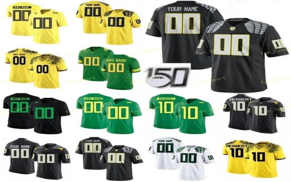 Maglie universitarie Oregon Ducks 10 Justin Herbert 7 CJ Verdell 5 Kayvon Thibodeaux 3 Johnny Johnson III Calcio personalizzato cucito2349932