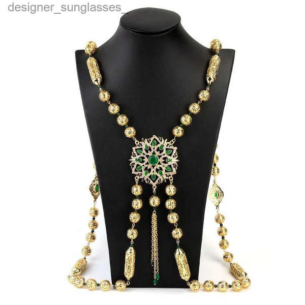 Outros acessórios de moda Sunspicems Cor de ouro Marrocos Caftan Peito Ombro Link Corrente Árabe Mulheres Bo Chain Argélia Noiva Vestido Casamento Jóias GiftL231215