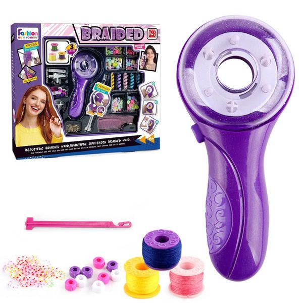 Beleza moda elétrica trança de cabelo kit para crianças diy decoração automática trança ferramenta salão fingir jogar brinquedo meninas 231215