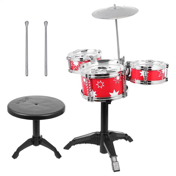 Batteria Percussioni Kit batteria per bambini Bambino in età prescolare Giocattolo Strumento musicale Regalo per bambini Giocattoli per lo sviluppo infantile Educativi per bambini Plastica 231214