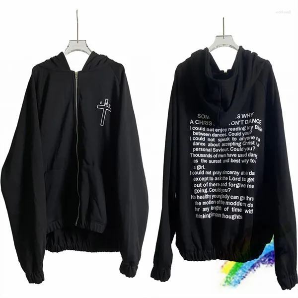 Hoodies masculinos Cardigan preto com zíper ERD feminino com letras nas costas pulôver com capuz