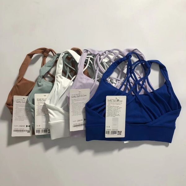 Lulu reggiseno da donna abito da yoga maglietta sexy estiva da donna tinta unita sexy top corto gilet alla moda 12 colori