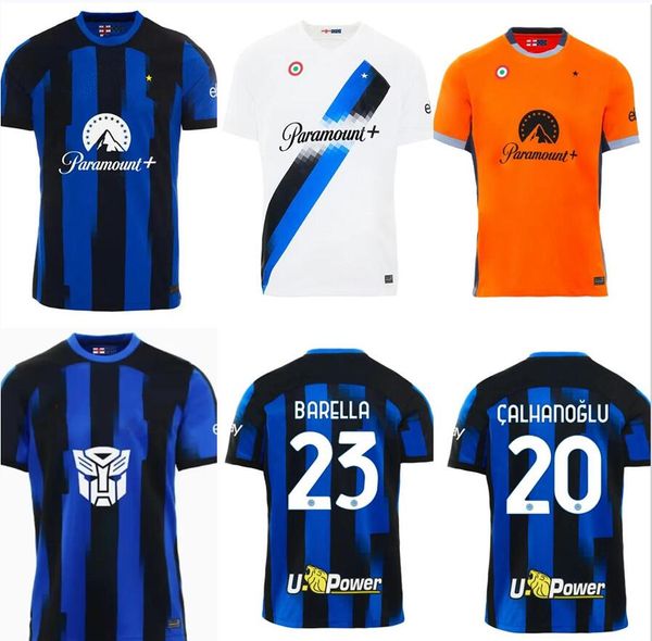 S-4XL 23 24 Inters Lautaro Milans Futbol Formaları Evde 3. Yıldönümü Dzeko Barella Asllani Frattesi 2023 2024 Brozovic Milans Futbol Gömlek Çocuk Erkekler Erkekler