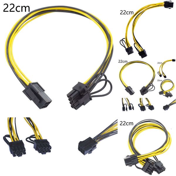 Nuovi adattatori per laptop Caricabatterie Cavo di alimentazione da 6 pin PCI Express a doppio PCIE 8 (6+2) pin 20 cm Scheda grafica scheda madre PCI-E GPU Cavo dati di alimentazione Splitter