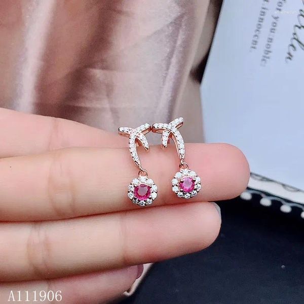 Pendientes KJJEAXCMY Boutique Jewelry Plata de ley 925 con incrustaciones de gemas de fructosa de turmalina natural Soporte femenino Reexaminati