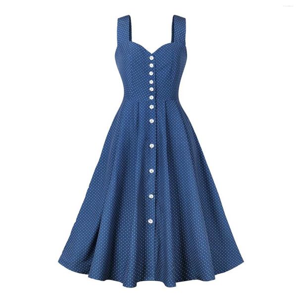 Vestidos casuais feminino elegante vintage rockabilly vestido para mulheres 1950 estilo polka dot swing retro festas trajes de verão curto