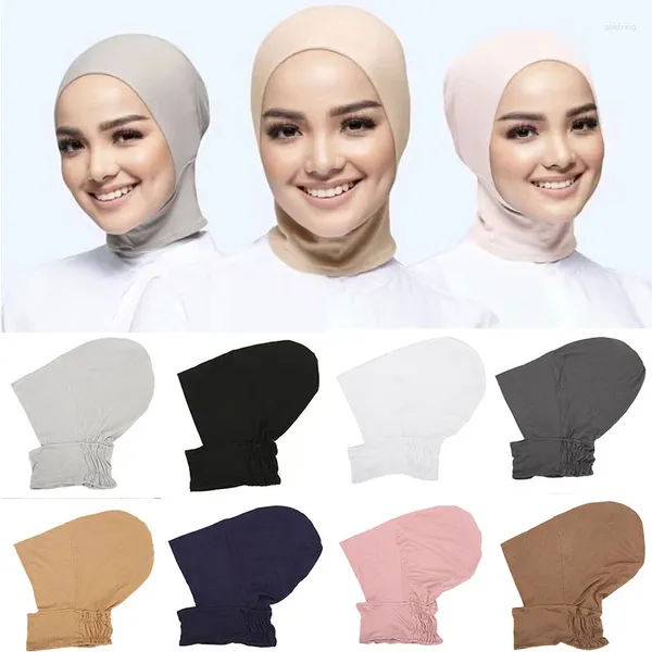 Abbigliamento etnico Morbido Cotone Musulmano Elasticizzato Turbante Cap Per Le Donne Islamico Underscarf Cappello Cofano Interno Hijab Caps Headwrap Turbante Mujer