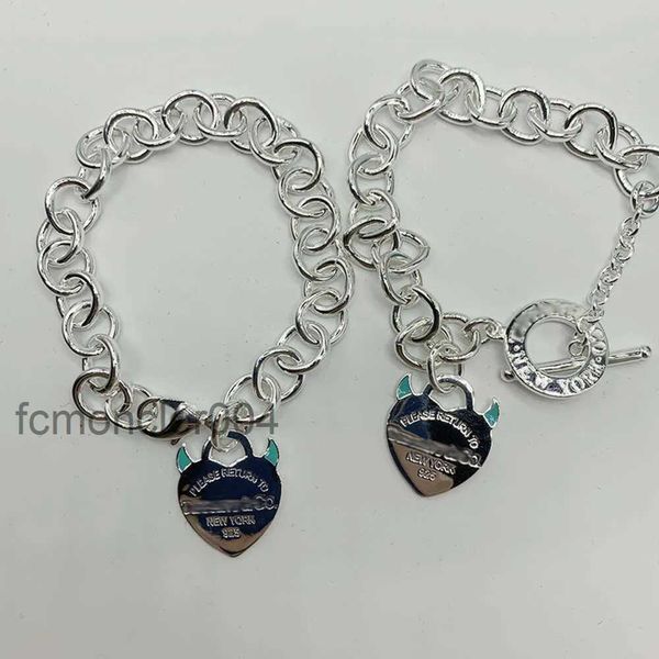 Designer de alta qualidade jóias prata ot fivela grossa corrente coração marca pulseira para homem e mulher casal ypgs