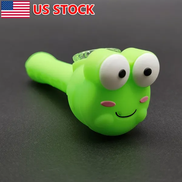 3,5-дюймовая небьющаяся зеленая лягушка в форме силиконовой ручной трубки, аксессуары для курительных трубок