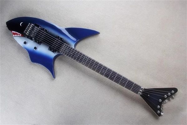 Shark Double Shake 24 Pin Blaue E-Gitarre, personalisiertes, individuelles Reise-Essential