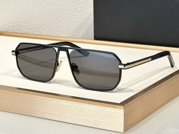 Модные популярные дизайнерские мужские солнцезащитные очки A53 с классическим двухцветным покрытием, металлические очки квадратной формы, простой стиль отдыха на открытом воздухе, анти-ультрафиолетовые, в комплекте с футляром