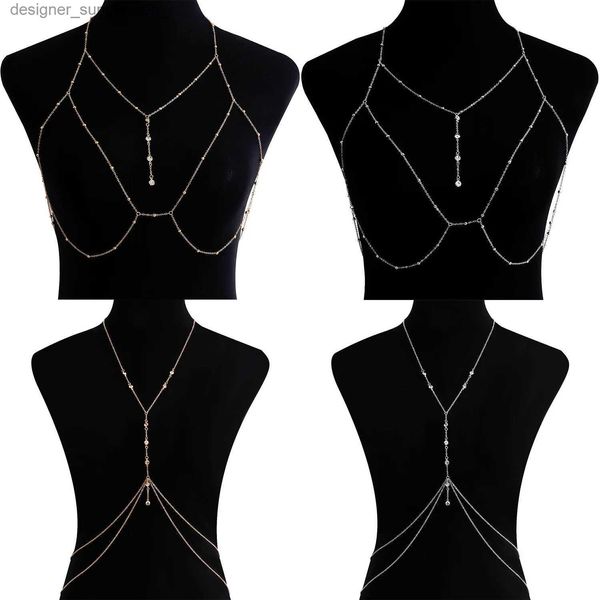 Diğer Moda Aksesuarları Metal Boğa Zinciri Takı Kadınlar için Seksi Stil Hollow Bikini Bayanlar Meme Kristal Bo Zincir Dekorasyon Moda Jewelryl231215